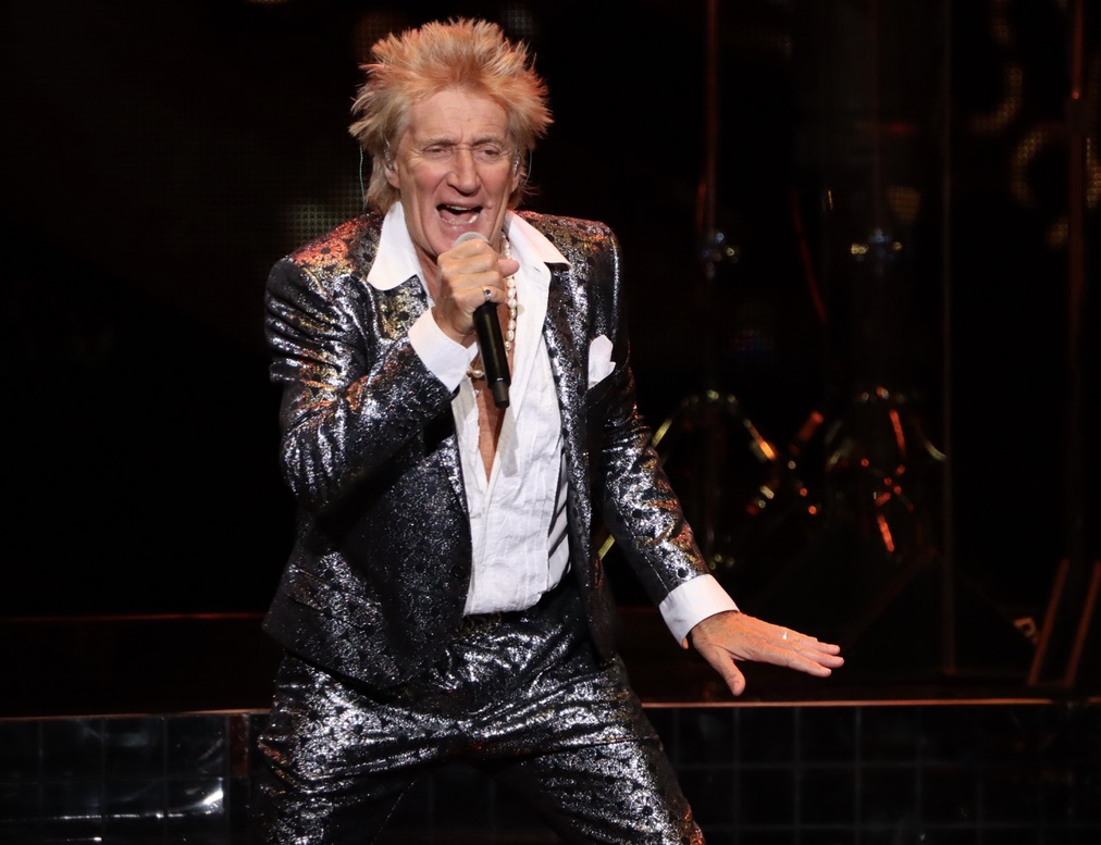 Rod Stewart performing at the Xfinity Center