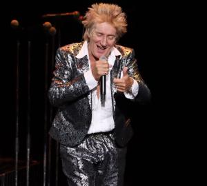 Rod Stewart performing at the Xfinity Center