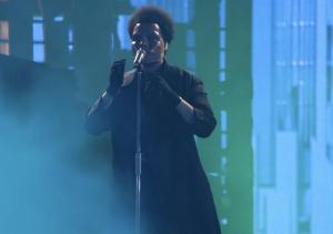 The Weeknd performing at Gillette Stadium