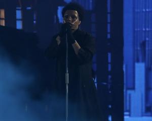 The Weeknd performing at Gillette Stadium
