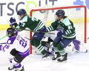 PWHL's Boston Fleet vs Minnesota Frost at the Tsongas Center in Lowell, Massachusetts on 12/4/2024.